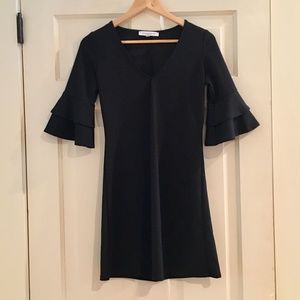 Black Vanity Room Dress with Bell Sleeves - S